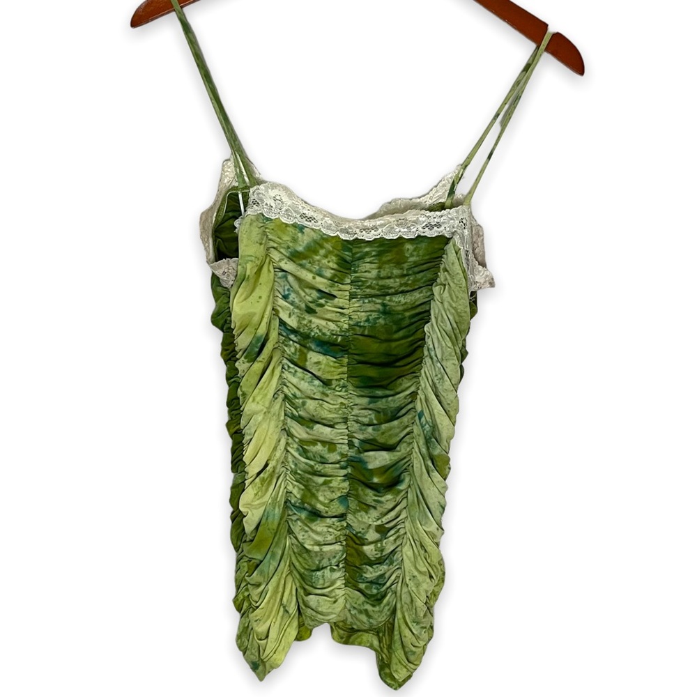 Y2K Green Ruched Tank Top - Picture 2 of 7